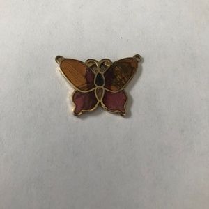 Vintage butterfly pendant, gold tone, 1 inch